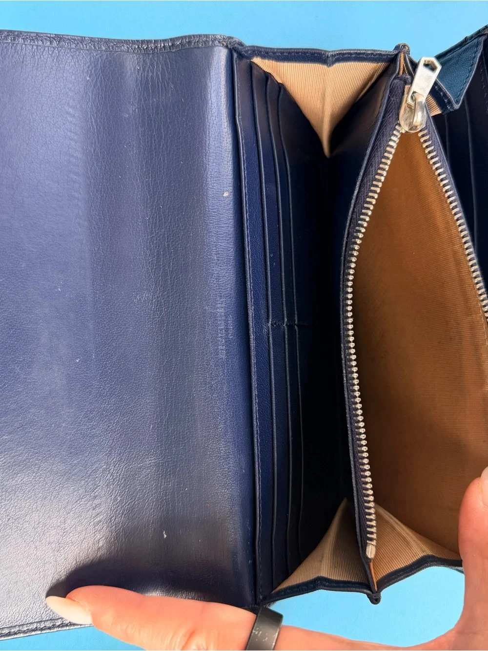 Givenchy Navy Leather wallet with Gold Logo.  AUTHENTIC